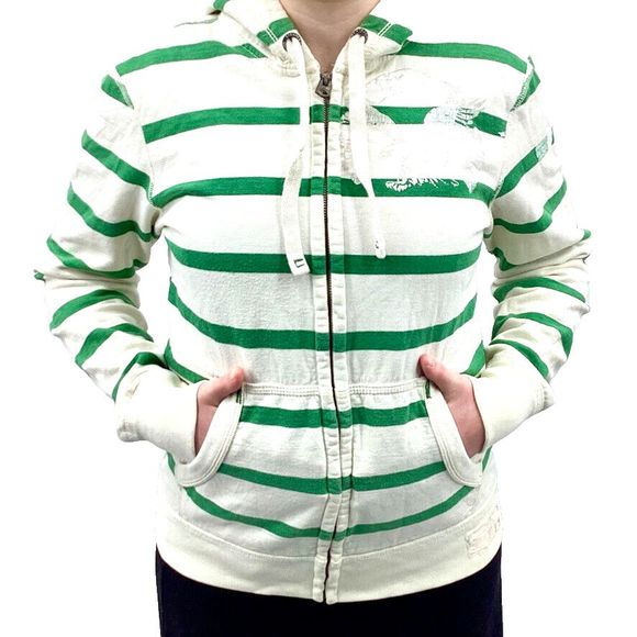 American Eagle Outfitters Tops - American Eagle Hoodie Women SP Hooded Sweatshirt Sweater Casual White Green